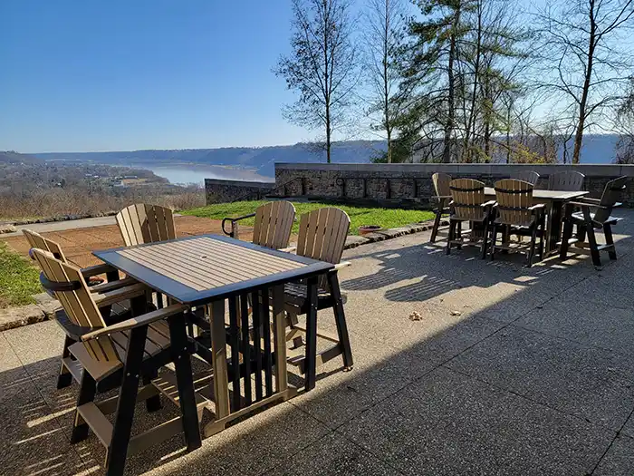 Riverfront Patio at Clifty Inn in Clifty Falls State Park