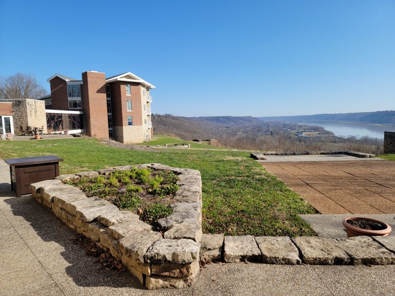 Ohio River views at Clifty Inn in Clifty Falls State Park